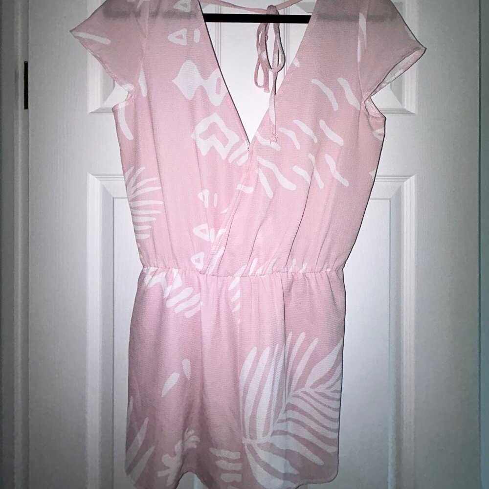 Blush Pink Leaf Print Romper